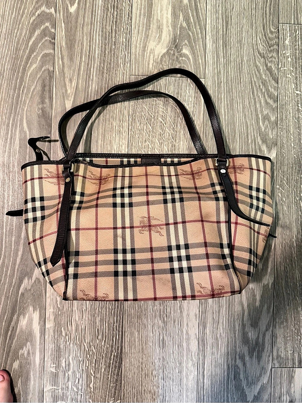 Burberry Horseferry Check Canterbury Tote Plaid Beige & Black